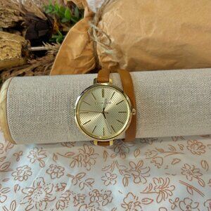 Michael Kors Jaryn Gold-Tone Leather Wrap Watch 38MM